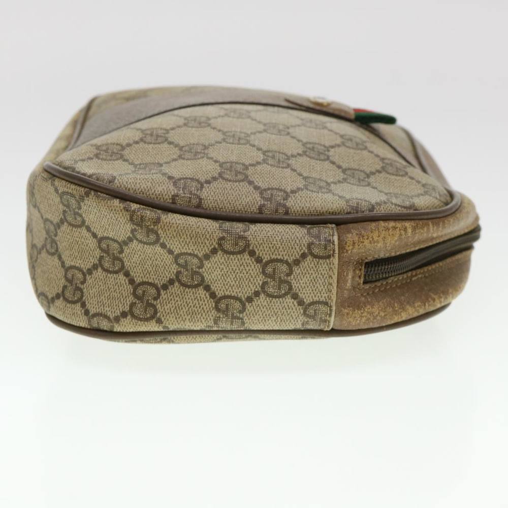 GUCCI GG Canvas Web Sherry Line Clutch Bag Beige Red Green Auth am4114 - Picture 4 of 16